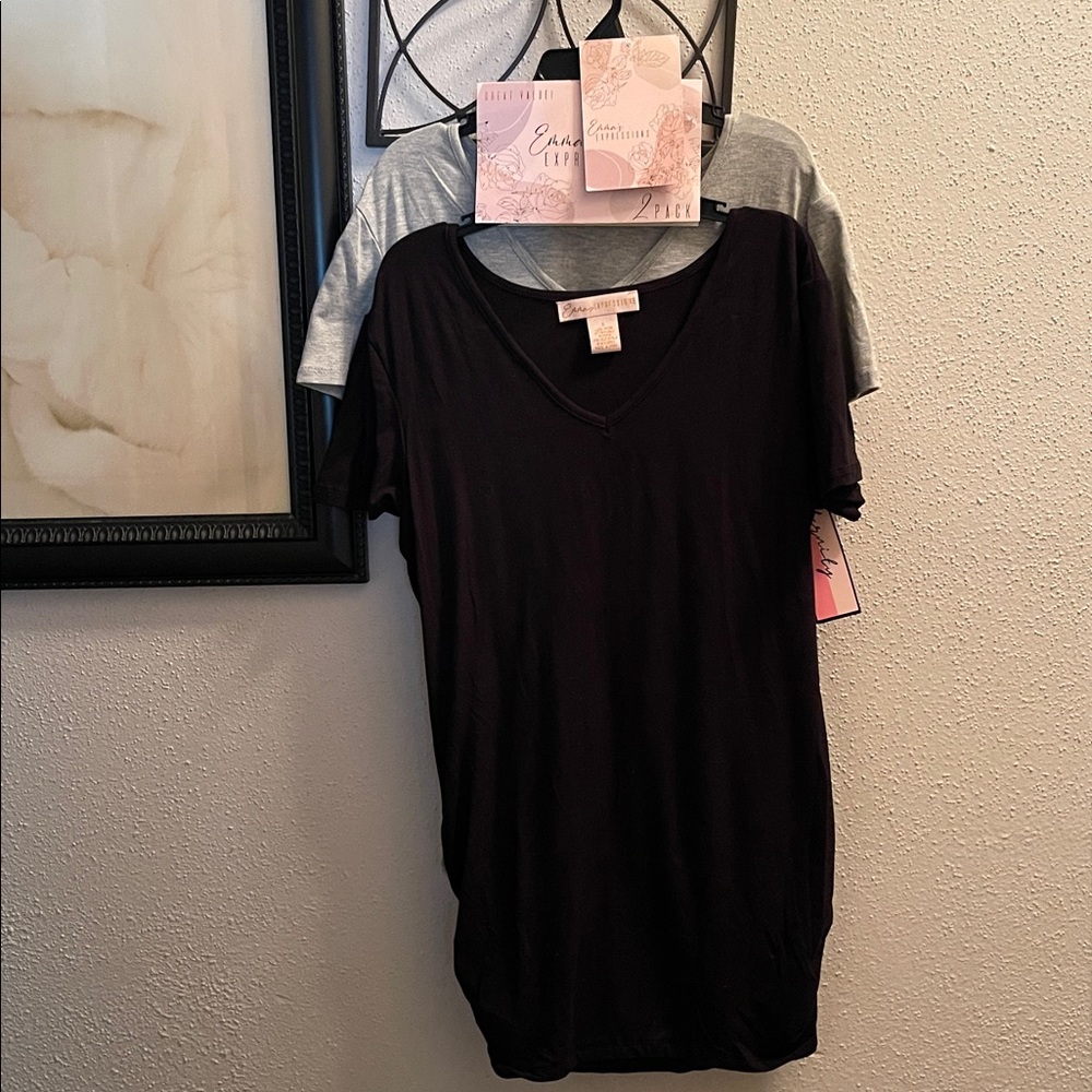 Black and Gray V-Neck T-Shirts size S/M 2 T shirts bundle .Good Quality